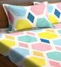 Multicolor Geometric 210 TC Cotton Blend King Sized Bed Sheets with 2 Pillow Covers