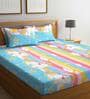 Multicolor Wildlife 210 TC Cotton Blend Double Size Bedsheet With 2 Pillow Covers
