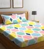 Multicolor Geometric 210 TC Cotton Blend King Sized Bed Sheets with 2 Pillow Covers