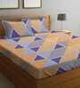 Multicolor Geometric 210 TC Poly Cotton King Sized Bed Sheets with 2 Pillow Covers