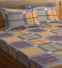 Multicolor Checkered 210 TC Poly Cotton King Sized Bed Sheets with 2 Pillow Covers