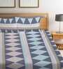 Multicolor Geometric TC 210 Polycotton King Sized Bedsheet With 2 Pillow Covers