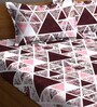 Multicolor Geometric 300 TC Cotton Blend King Sized Bed Sheets with 2 Pillow Covers