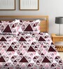 Multicolor Geometric 300 TC Cotton Blend King Sized Bed Sheets with 2 Pillow Covers