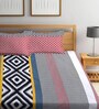 Multicolor Geometric 300 TC Cotton Blend King Sized Bed Sheets with 2 Pillow Covers