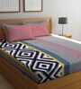 Multicolor Geometric 300 TC Cotton Blend King Sized Bed Sheets with 2 Pillow Covers
