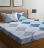 Multicolor Geometric 300 TC Cotton Blend King Sized Bed Sheets with 2 Pillow Covers
