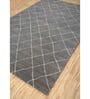 Dark Grey Geometric Wool & Viscose 5 ft X 8 ft Hand Tufted Carpet
