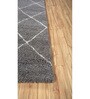 Dark Grey Geometric Wool & Viscose 5 ft X 8 ft Hand Tufted Carpet