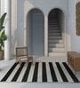 Black and White Striped Wool 4 ft X 6 ft Hand Woven Dhurrie
