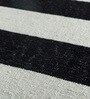 Black and White Striped Wool 4 ft X 6 ft Hand Woven Dhurrie