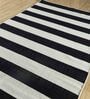 Black and White Striped Wool 4 ft X 6 ft Hand Woven Dhurrie
