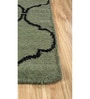 Green Geometric Wool 5 ft X 8 ft Hand Woven Dhurrie