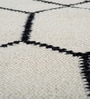 White Geometric Wool 5 ft X 8 ft Hand Woven Dhurrie