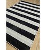 Black and White Striped Wool 5 ft X 8 ft Hand Woven Dhurrie