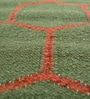Green Geometric Wool 5 ft X 8 ft Hand Woven Dhurrie