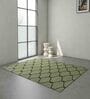 Green Geometric Wool 5 ft X 8 ft Hand Woven Dhurrie