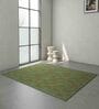 Green Geometric Wool 5 ft X 8 ft Hand Woven Dhurrie
