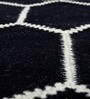 Black Geometric Wool 5 ft X 8 ft Hand Woven Dhurrie