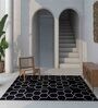 Black Geometric Wool 5 ft X 8 ft Hand Woven Dhurrie