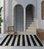 Black and White Striped Wool 5 ft X 8 ft Hand Woven Dhurrie