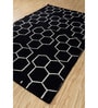 Black Geometric Wool 5 ft X 8 ft Hand Woven Dhurrie