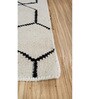 White Geometric Wool 5 ft X 8 ft Hand Woven Dhurrie