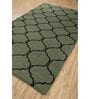 Green Geometric Wool 5 ft X 8 ft Hand Woven Dhurrie