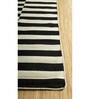 Black and Off White Striped Wool 6 ft X 9 ft Hand Woven Dhurrie