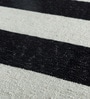 Black and White Striped Wool 6 ft X 9 ft Hand Woven Dhurrie