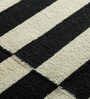 Black and Off White Striped Wool 6 ft X 9 ft Hand Woven Dhurrie