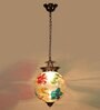 Zurich Antique Brass Glass and Iron Hanging Light