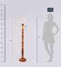 Maloto Red Glass Shade Torchiere Floor Lamp With Wood Base