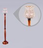 Exemplary Red Glass Shade Torchiere Floor Lamp With Wood Base