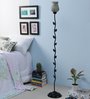 Plazo Green Glass Shade Torchiere Floor Lamp With Metal Base