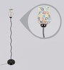Triad Green Glass Shade Torchiere Floor Lamp With Metal Base