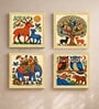 Multicolor Gond Nature Set of 4 Framed Posters