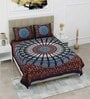 Multicolor Traditional 120 TC Cotton Queen Sized Bedsheet with 2 Pillow Cover