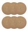 Brown Jute Geometric 15x15 Inches Placematss (Pack of 6)