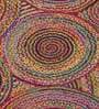 Multicolor Jute 4 ft X 6 ft Hand Weave Dhurrie