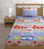 Multicolor Animal Print 220 TC Poly Cotton Single Size Bedsheet With 1 Pillow Covers
