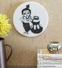 Multicolor Marble Bal Krishna With Makhan Matki Painting On Marble Round Tile