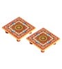 Multicolor Marble Chowki Set of 2
