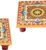 Multicolor Marble Chowki Set of 2