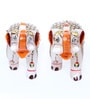 Multicolor Marble Elephant Pair With Golden Finish Figurine