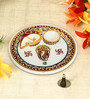 Multicolor Marble Pooja Aarti Thali