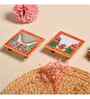 Multicolor Marble Puja Chowki for God Idols (Pack of 2)