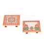 Multicolor Marble Puja Chowki for God Idols (Pack of 2)