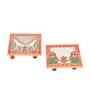 Multicolor Marble Puja Chowki for God Idols (Pack of 2)