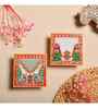 Multicolor Marble Puja Chowki for God Idols (Pack of 2)